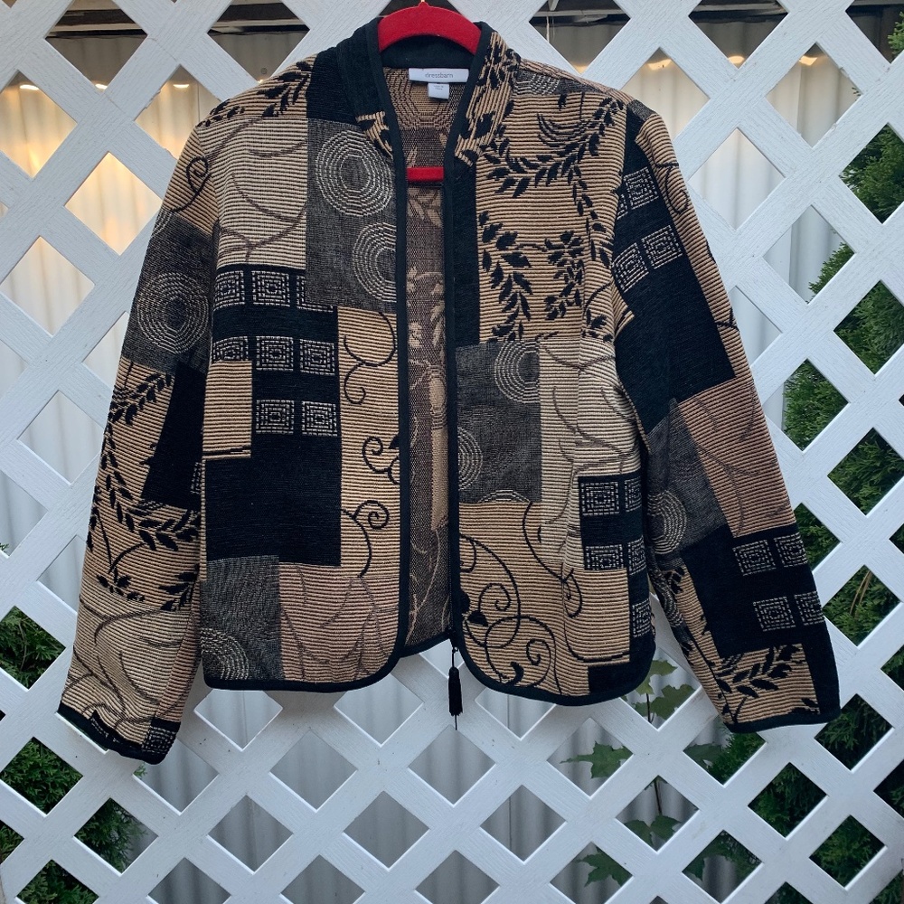 Dressbarn Abstract Zip Front Jacket